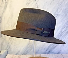 Vintage Indiana Jones Wool Felt Brown Fedora Hat Mens Size Small Authentic