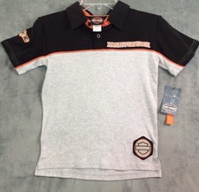 Harley Davidson Polo shirt Youth Size 8/10 Gray 1903