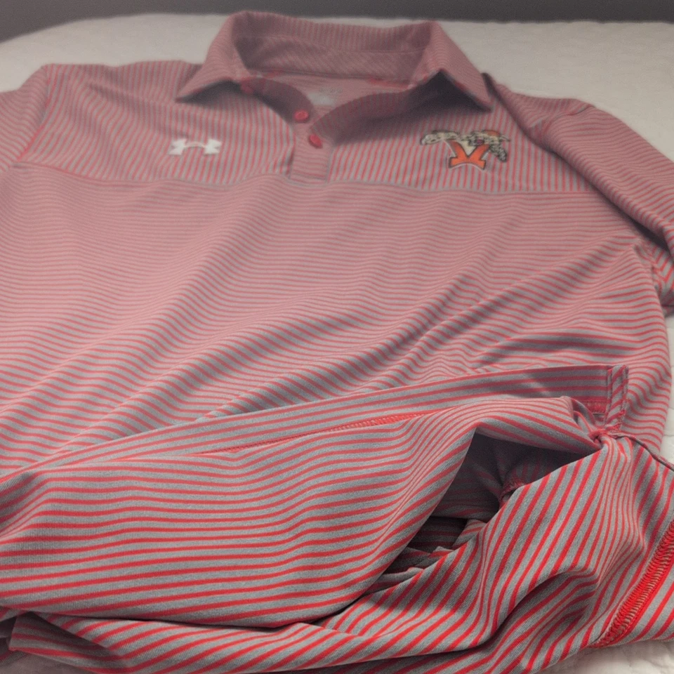 Lote de 2 polos de golf Under Armour medianos para hombre naranja, rayas salmón Foto 3 de 4
