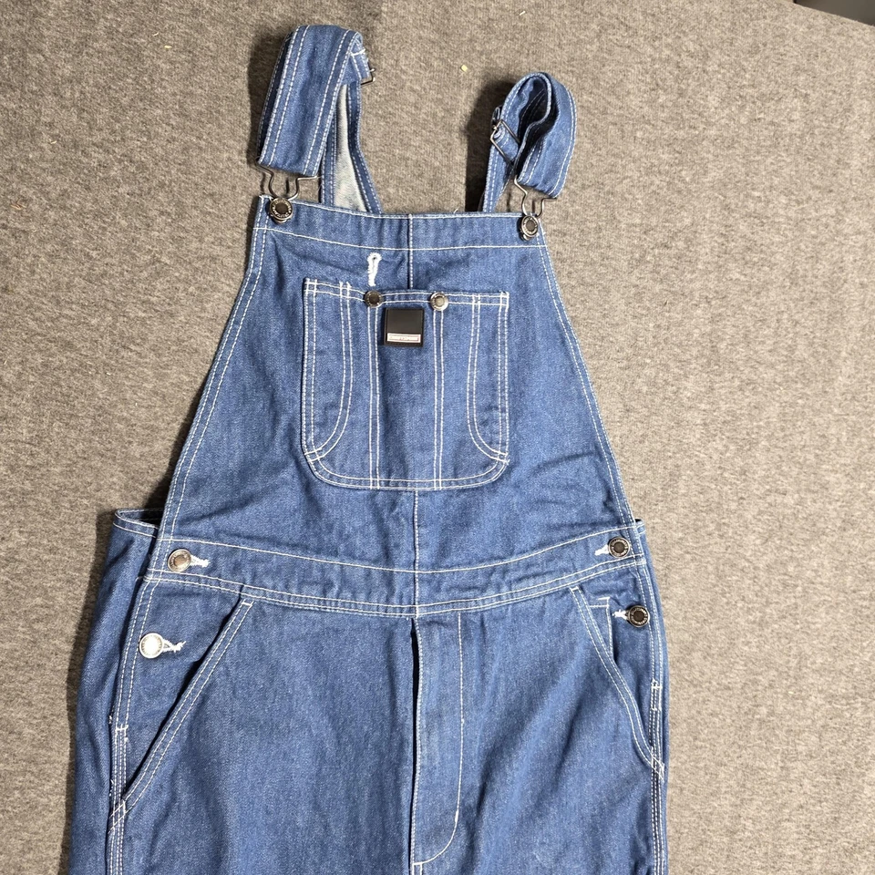 Macacão Craftsman Bib Masculino 30x32 Azul Denim Carpinteiro Roupa de Trabalho Martelo Loop - Imagem 3 de 4