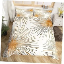  Golden White Duvet Cover Queen Size Kids Queen(No Comforter) Yellow and White