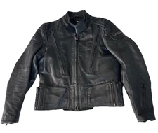 Vintage Hein Gericke Cafe Racer Motorcycle Jacket Black Echt Leder Moto Sz 42