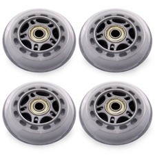 76mm Inline Skate Wheels 3" Clear Bearings 4 Pack Silver