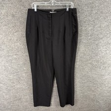 Nine West Dress Pants Women 12 Black High Rise Flat Front Tapered Pockets Rayon