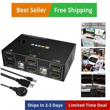 Dual Monitor KVM Switch HDMI 2 Port 4K 60Hz, USB HDMI Extended Display Switch...