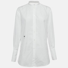 Dior White CD Embroidered Cotton Poplin Shirt S