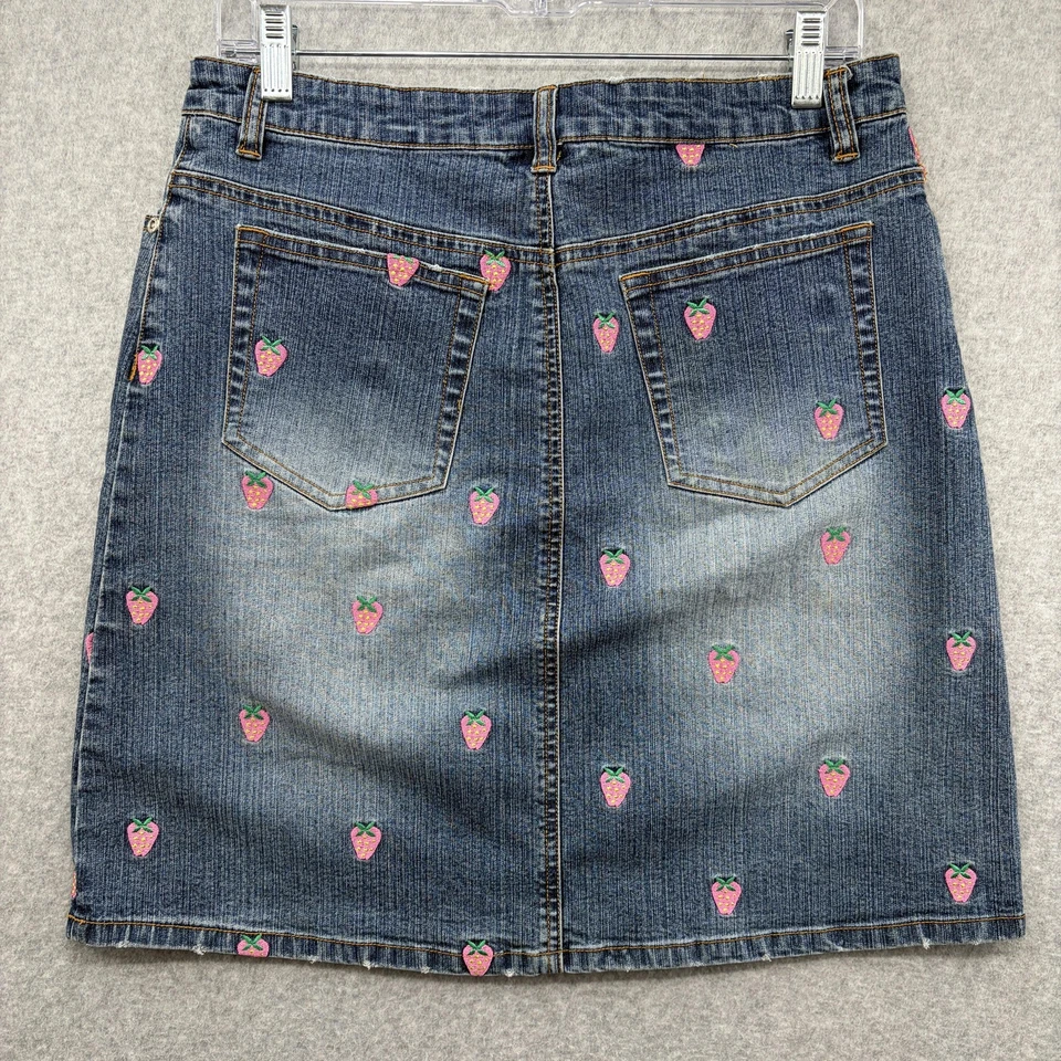 Minifalda vaquera bordada fresa Lilly Pulitzer para mujer 6 azul Y2K Foto 4 de 4