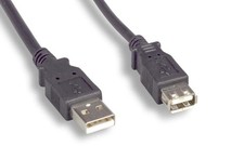 USB 2.0 Extension Cable Black 6ft A-Male to A-Female Passive