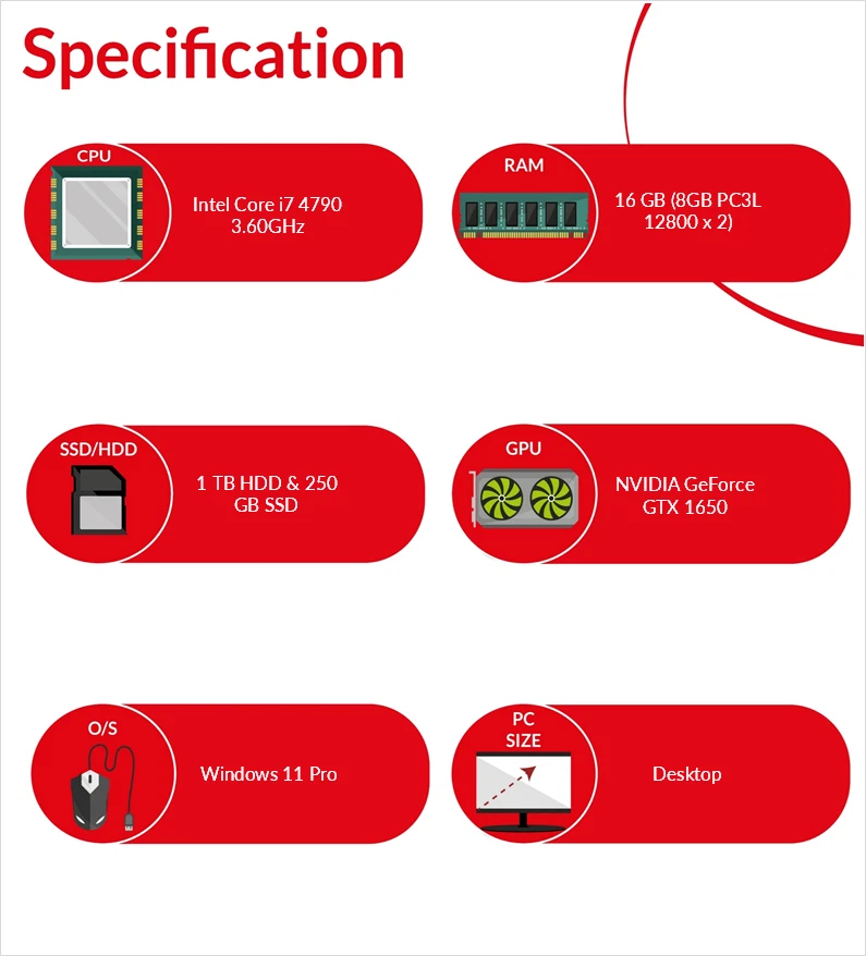 Gigabyte GA H81M DS2V Windows 11 Desktop PC Intel i7 4790 16GB RAM 250GB SSD - Image 4 of 4