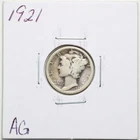 1921 10C Mercury Winged Liberty Silver Dime in AG Condition #6231