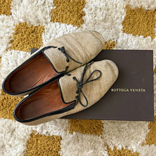 Bottega Veneta Beige Canvas Lace-Up Oxford Dress Shoes EU 42 US 9.5