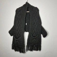 Lutz & Patmos Sweater Womens Medium Merino Wool Chunky Knit Fringe Hand Knit