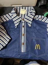 Vintage Mcdonald  s 1976 Employee Uniform Shirt Blue White Stan Herman USA Size M
