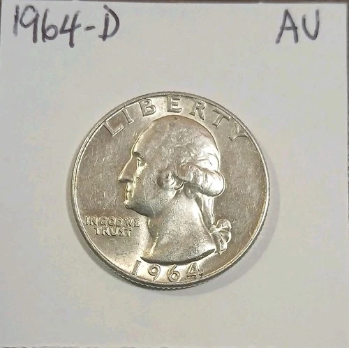 1964 D Washington Quarter About Uncirculated 90% Silver 25c