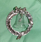 Hallmark Holiday Heirloom Ornament 1987 FIRST Lead Crystal Bell in Silver Wreath — photo 3