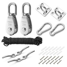 Swivel Pulley Set M20 Pulley Block System with Rope 304 Stainless Steel