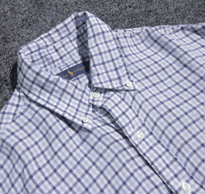 Ralph Lauren Linen Shirt Mens Large Tattersall Plaid Button Down Short Sleeve