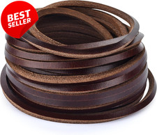 3mm Flat Genuine Leather Cord Tan Full Grain Cowhide 5 Yards DIY Jewelry - US
