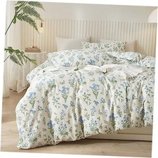 White Duvet Cover Queen 100 Cotton Botanical Fresh Full/Queen Blue Floral