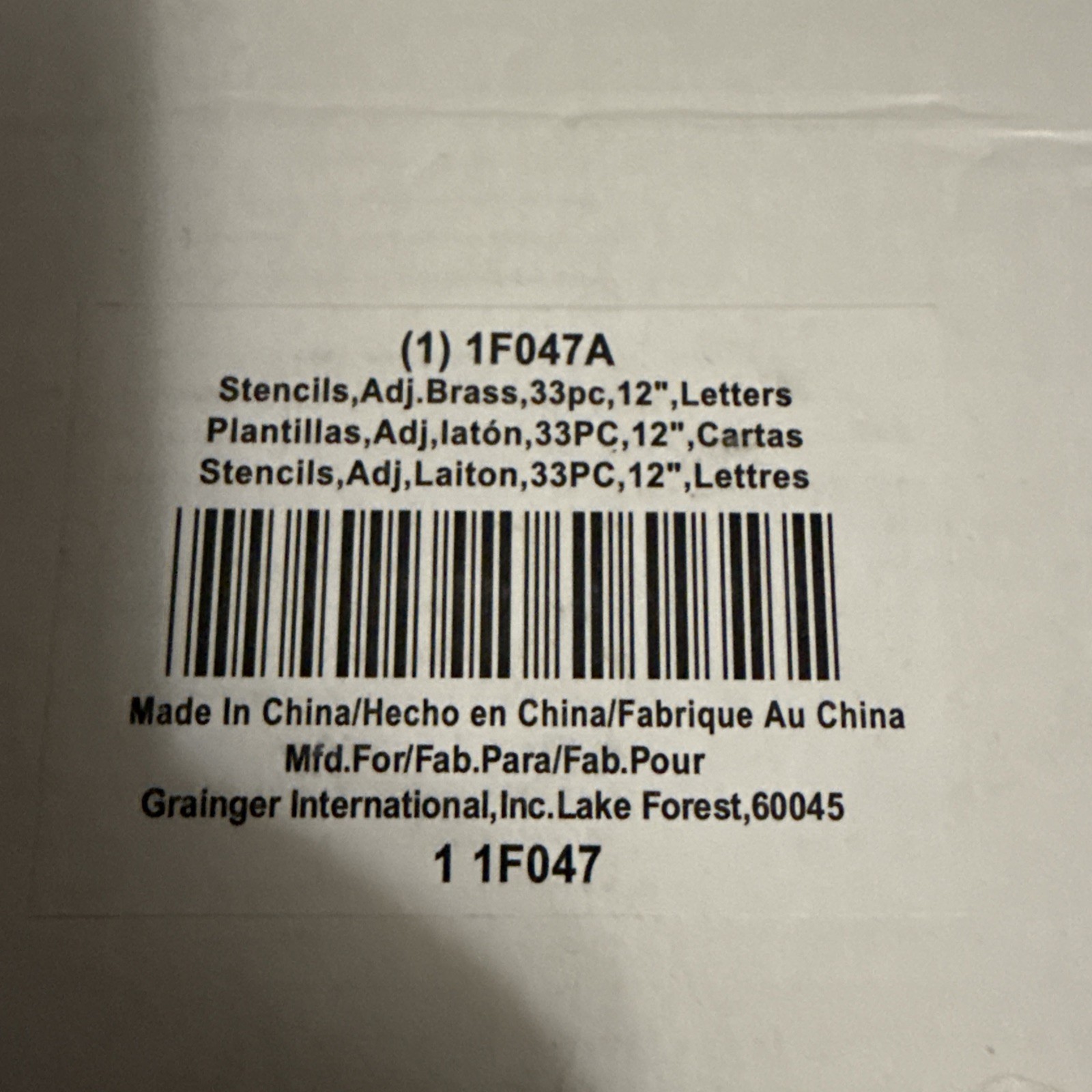 Zoro Select 1F047 Interlocking Stencil,Letters,Brass, 33 Pc Sealed New