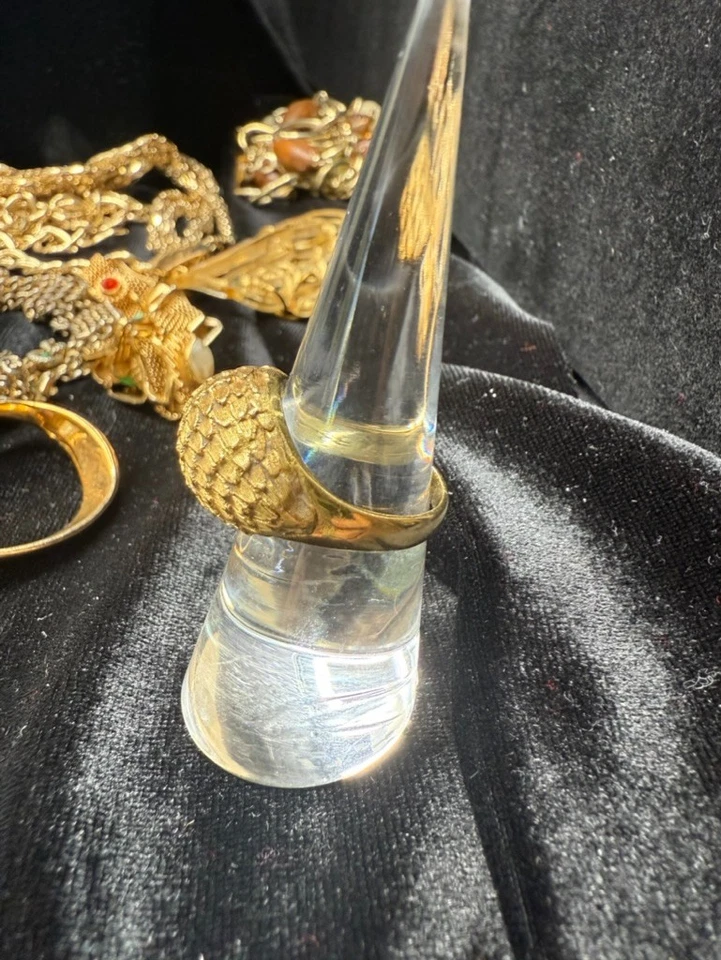 意大利纯 18k 金精美洋蓟叶圆顶戒指 尺寸 6,标记 750 8.9 克 — 第 4/4 张图片