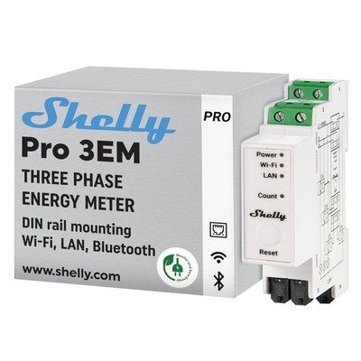 Shelly Pro 3EM (120A) | Wi-Fi & LAN, 3-Phase Smart Energy 120A, White 
