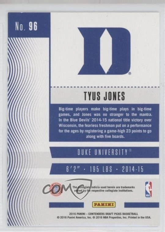 2016-17 Panini Contenders Draft Picks Season Ticket Tyus Jones #96 - Image 2 of 2