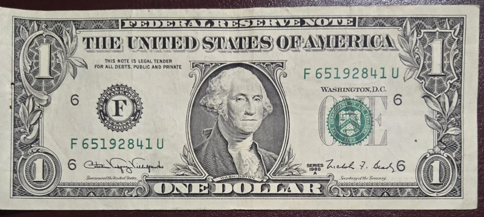 1988A $1 Web Banknote F 65192841 U LIGHTLY CIRCULATED  - Image 3 of 4