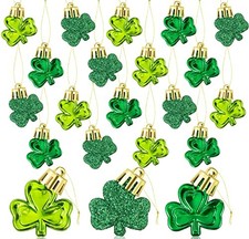 36pcs St Patrick's Day Mini Shamrock Ornaments for Small Tree Decorations Green