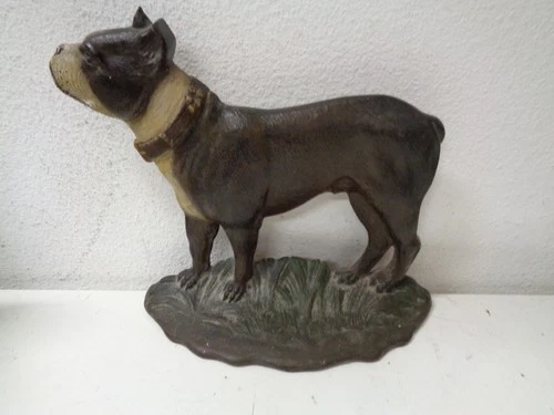 ANTIQUE CAST IRON BOSTON TERRIER DOG DOORSTOP Bradley Hubbard ?