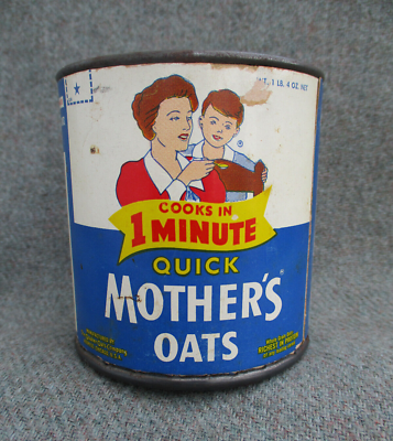 VINTAGE 1950s MOTHERS OATS / QUAKER OATS ADVERTISING BANK CAN w