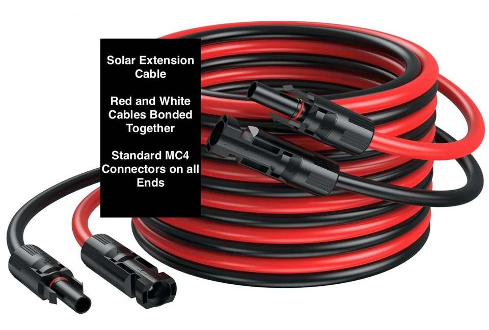 BATECH 50ft Black + Red 10AWG Solar Panel Extension Cable Flexible Wire Connectors