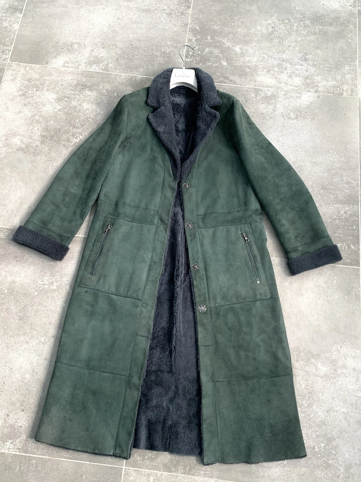 REVERSIBLE £1800 Women's DROMe Real Fur Shearling Leather Coat SZ M UK 10 - 12