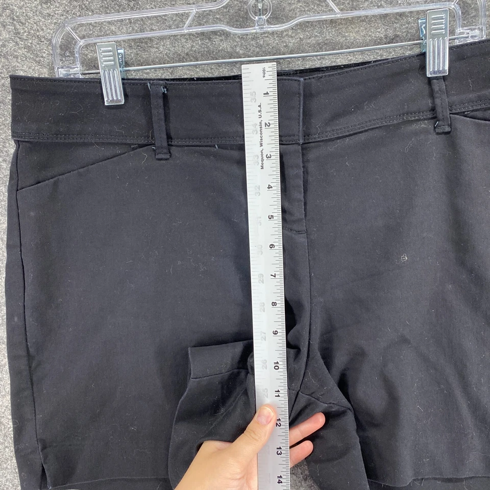 The Limited Shorts Feminino 10 Preto Cintura Alta Bolsos Chino Algodão Frente Plana - Imagem 4 de 4