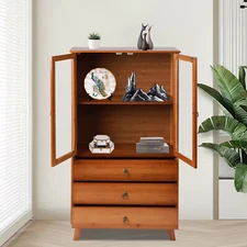 Bamboo Kitchen Buffet Hutch  Storage Cupboard Cabinet Server Sideboard w/ Drawer