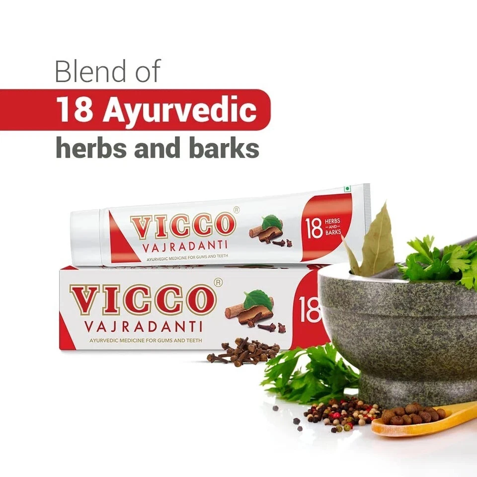 Vicco Vajradanti Ayurvedic Toothpaste 100g x 10 | Herbal | Bad Breath Care - Image 3 of 4