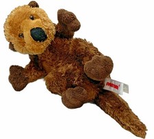 Aurora River Otter Plush Stuffed Animal 7" Brown Lying on Back Fuzzy Soft