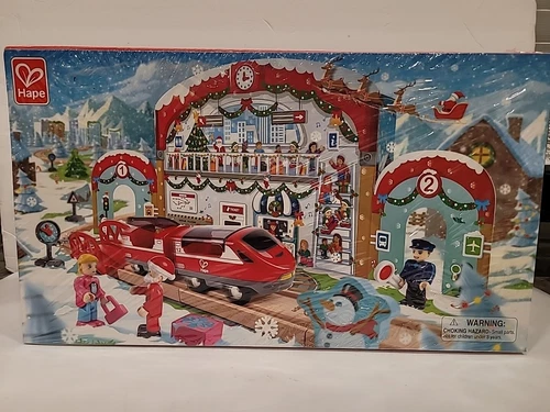 Hape Railway Advent Calendar Collectible Set Wooden Tracks Trains Figures Sealed