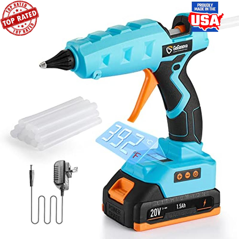 Cordless Hot Glue Gun Kit W/ Temp Adjust LCD Display 12 Glue Sticks Included New