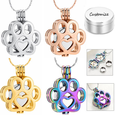 Paw Print Cremation Urn Pendant Necklace for Dog Cat Furry Friend Cremation Ashe