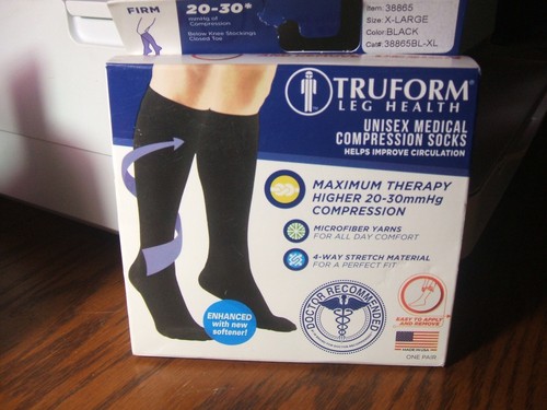 Truform leg health Unixex Medical Compression Socks X Large Black 38865 nib
