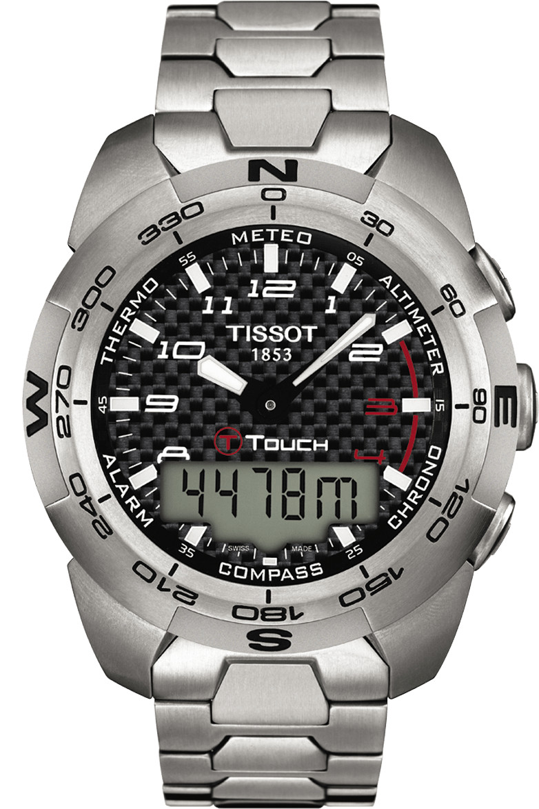 Цифровые и аналоговые мужские часы Tissot T-Touch Expert Titanium T0134204420200