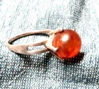 VINTAGE STERLING SILVER HONEY BALTIC AMBER RING ~ SIZE: 7.5