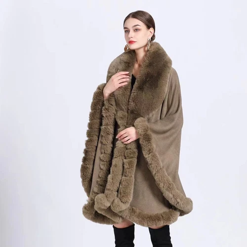 Damen Kunstfell Kragen Jacke Party Freizeit Winter Warm Schal Cape Poncho - Bild 3 von 31