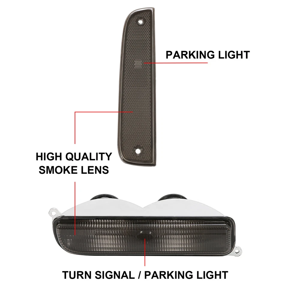 Par de luces de estacionamiento de humo luces de señal de parachoques de esquina para Jeep Cherokee XJ 1997-2001 Foto 4 de 4