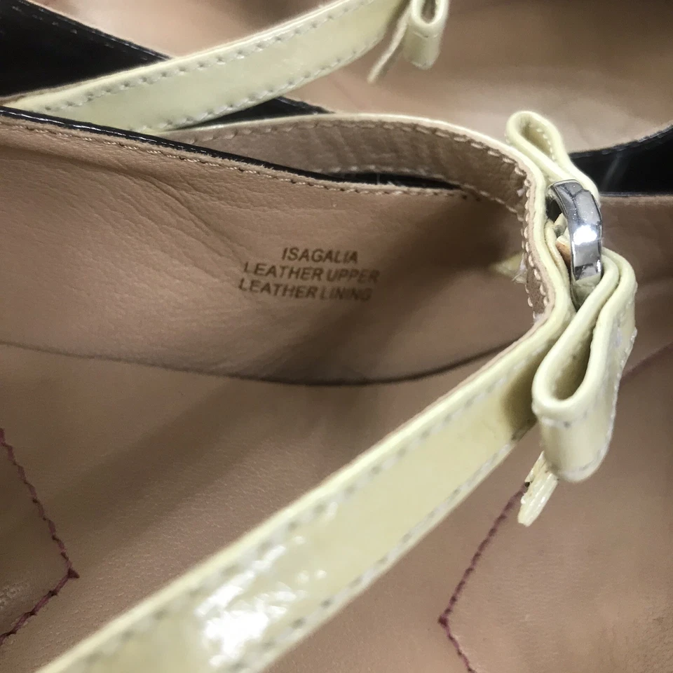 Isaac Mizrahi Isagalia 女式 3 英寸高跟鞋黑色 10 码踝黄色蝴蝶结二手状况完好 — 第 4/4 张图片