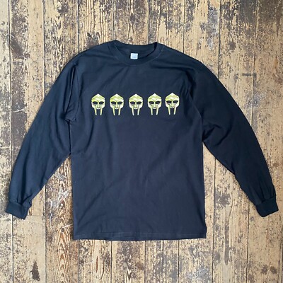 Actual Fact Doom Camo Printed Long Sleeve Tee Top HipHop in Black