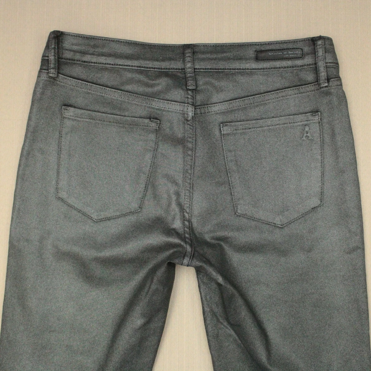 Articles Of Society Sarah Skinny Jeans Women s Size 27 Boston Metallic Coated