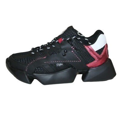 Buffalo London Garvey Sneaker Black Leather Mesh Women's US Size 6.5 - NIB