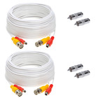 2 x 100FT Video Power Cable BNC DC Security Camera RCA DVR Cord for CCTV White